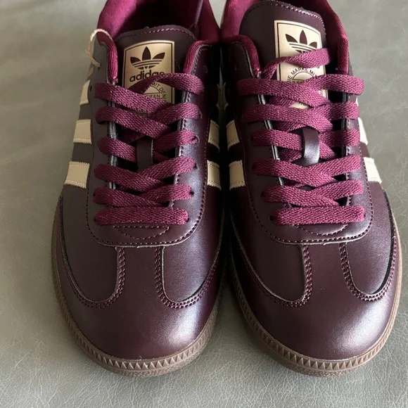 adidas Burgundy and Cream Sneakers - Picture 2 of 6